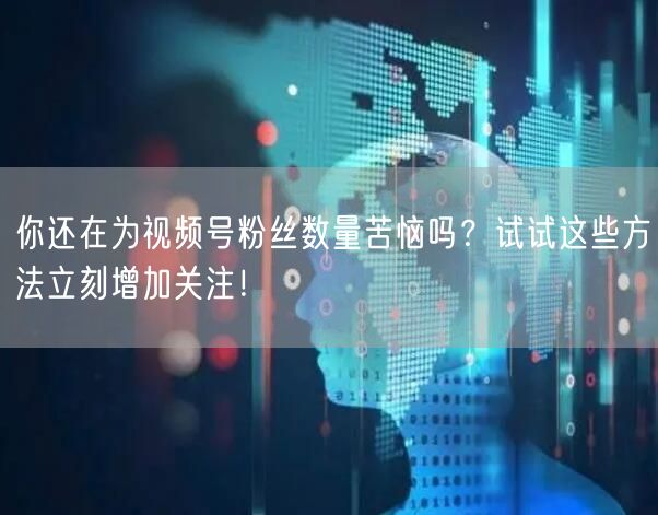 你还在为视频号粉丝数量苦恼吗?试试这些方法立刻增加关注!