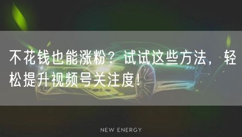 不花钱也能涨粉？试试这些方法，轻松提升视频号关注度！