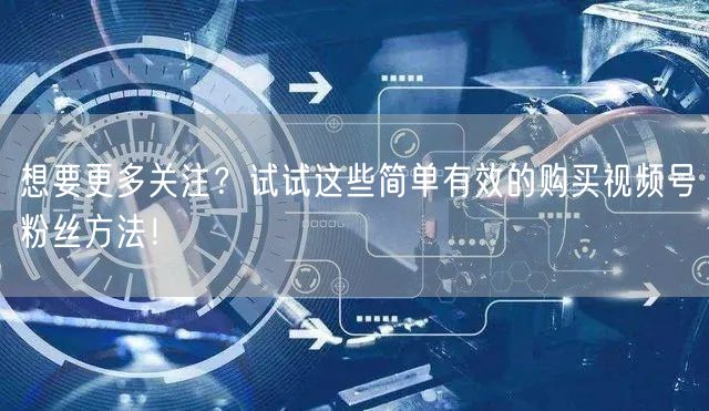 想要更多关注?试试这些简单有效的购买视频号粉丝方法!