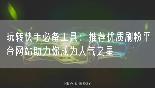 玩转快手必备工具:推荐优质刷粉平台网站助力你成为人气之星