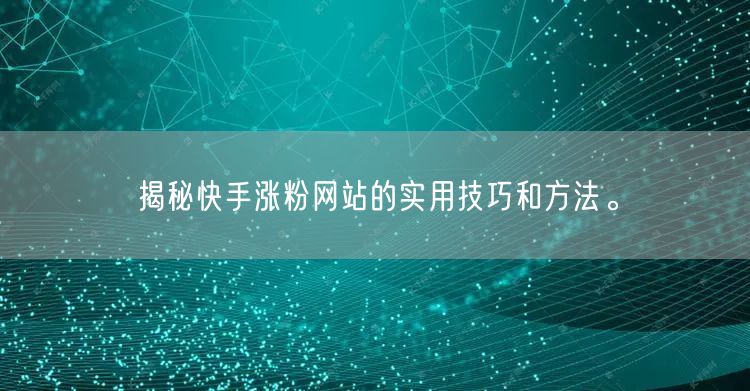 揭秘快手涨粉网站的实用技巧和方法。