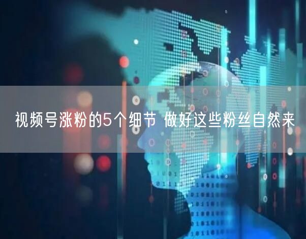视频号涨粉的5个细节 做好这些粉丝自然来